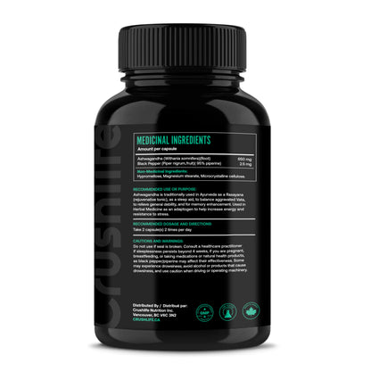 Organic Ashwagandha with Black Pepper - 60 Capsules